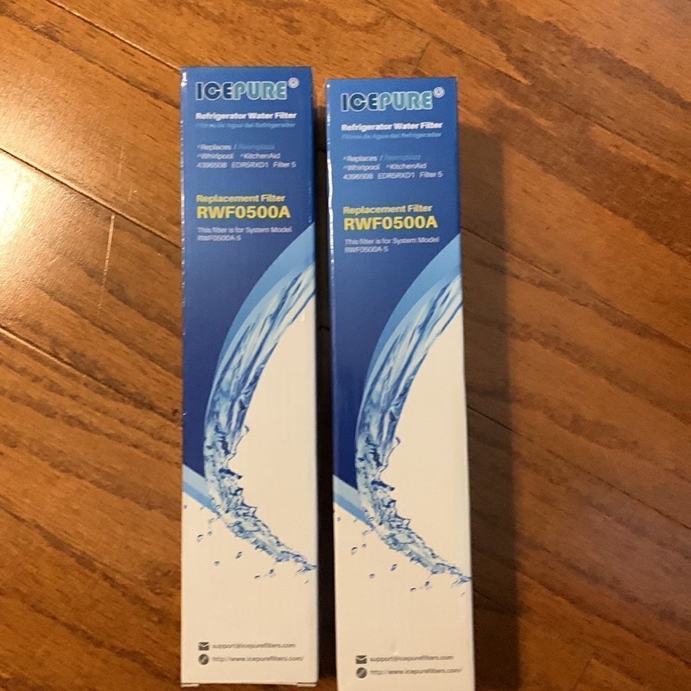 Ice pure refrigerator water filter (TWO). Replacement filter # RWF0500A